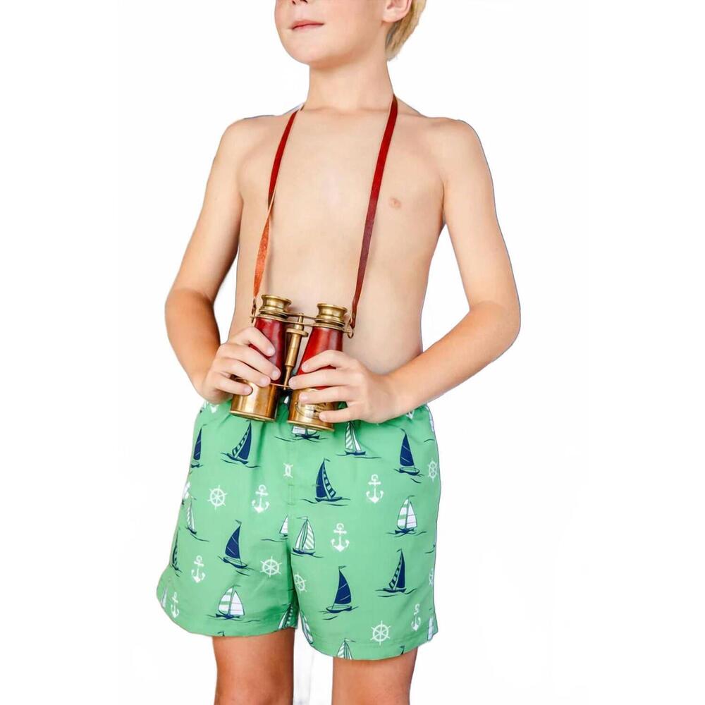 NEW THE BEAUFORT BONNET COMPANY boy's tortola swim trunks in green - Picture 5 of 5